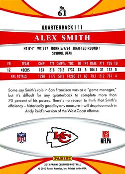 2013 Panini Certified - Mirror Red #61 Alex Smith Back