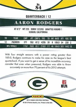2013 Panini Certified - Mirror Red #84 Aaron Rodgers Back