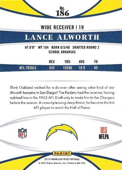 2013 Panini Certified - Mirror Red #186 Lance Alworth Back