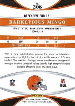 2013 Panini Certified - Mirror Red #208 Barkevious Mingo Back