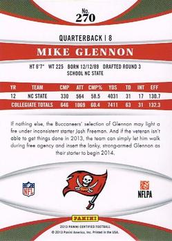2013 Panini Certified - Mirror Red #270 Mike Glennon Back