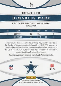 2013 Panini Certified - Mirror Red Materials #17 DeMarcus Ware Back