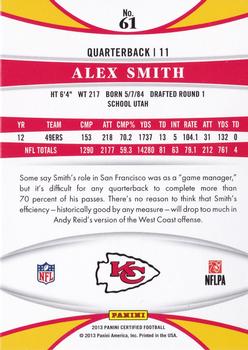 2013 Panini Certified - Platinum Red #61 Alex Smith Back