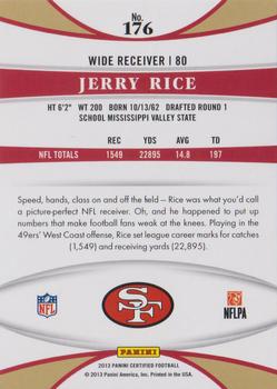 2013 Panini Certified - Platinum Red #176 Jerry Rice Back