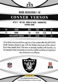 2013 Panini Certified - Platinum Red #215 Conner Vernon Back