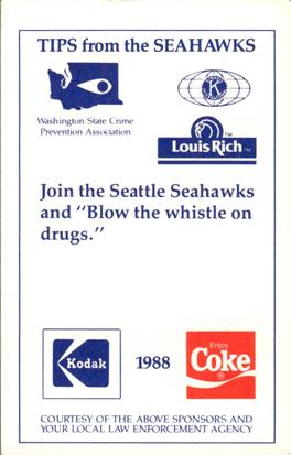 1988 Seattle Seahawks Police #NNO Terry Taylor Back