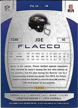 2013 Panini Totally Certified #4 Joe Flacco Back