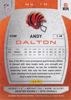 2013 Panini Totally Certified #10 Andy Dalton Back