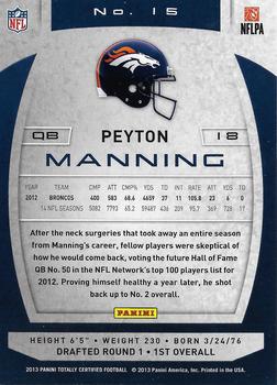 2013 Panini Totally Certified #15 Peyton Manning Back