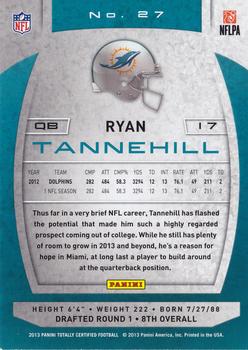 2013 Panini Totally Certified #27 Ryan Tannehill Back