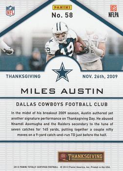 2013 Panini Totally Certified #58 Miles Austin Back