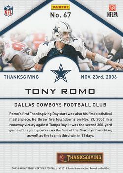 2013 Panini Totally Certified #67 Tony Romo Back