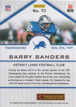 2013 Panini Totally Certified #73 Barry Sanders Back