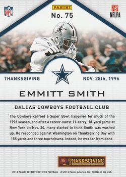 2013 Panini Totally Certified #75 Emmitt Smith Back