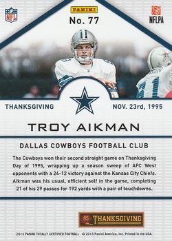 2013 Panini Totally Certified #77 Troy Aikman Back