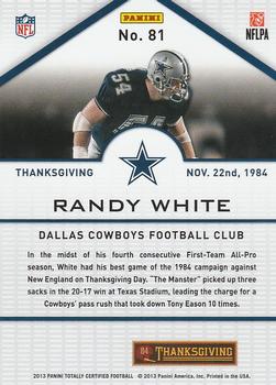 2013 Panini Totally Certified #81 Randy White Back