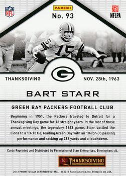 2013 Panini Totally Certified #93 Bart Starr Back