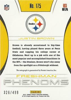 2013 Panini Totally Certified #175 Justin Brown Back