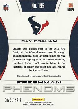 2013 Panini Totally Certified #195 Ray Graham Back