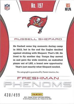 2013 Panini Totally Certified #197 Russell Shepard Back