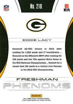 2013 Panini Totally Certified #218 Eddie Lacy Back