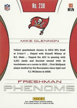 2013 Panini Totally Certified #238 Mike Glennon Back