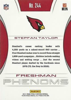 2013 Panini Totally Certified #244 Stepfan Taylor Back