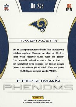 2013 Panini Totally Certified #245 Tavon Austin Back