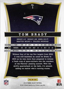 2013 Panini Select #1 Tom Brady Back