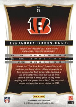 2013 Panini Select #19 BenJarvus Green-Ellis Back