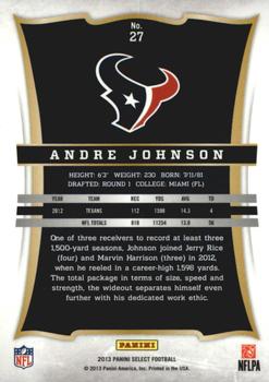 2013 Panini Select #27 Andre Johnson Back