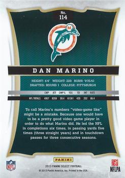 2013 Panini Select #114 Dan Marino Back