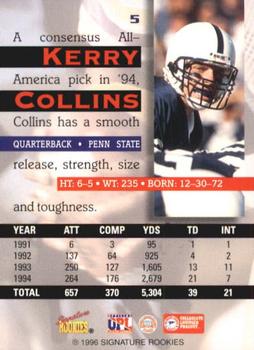 1996 Signature Rookies Auto-Bilia #5 Kerry Collins Back