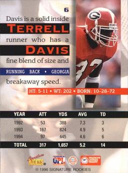 1996 Signature Rookies Auto-Bilia #6 Terrell Davis Back