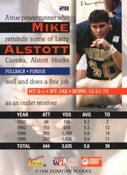 1996 Signature Rookies Auto-Bilia #28 Mike Alstott Back