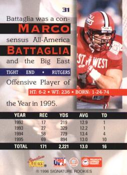 1996 Signature Rookies Auto-Bilia #31 Marco Battaglia Back