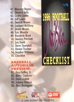 1996 Signature Rookies Auto-Bilia #55 Checklist Back
