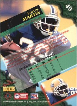1995 Signature Rookies  #49 Curtis Martin Back