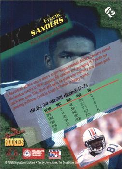 1995 Signature Rookies  #62 Frank Sanders Back
