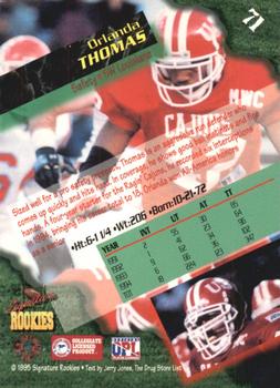 1995 Signature Rookies  #71 Orlando Thomas Back