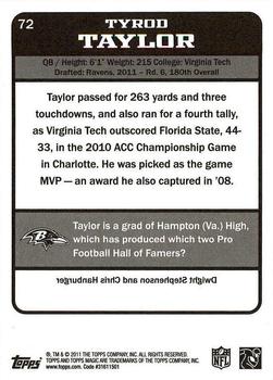 2011 Topps Magic Rookies #72 Tyrod Taylor Back