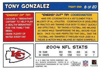 2005 Topps Youth Football #6 Tony Gonzalez Back