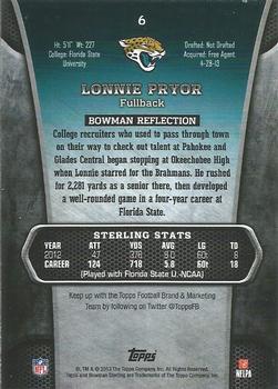 2013 Bowman Sterling #6 Lonnie Pryor Back