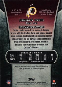 2013 Bowman Sterling #27 Jordan Reed Back