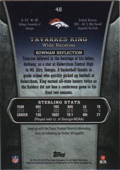 2013 Bowman Sterling #48 Tavarres King Back