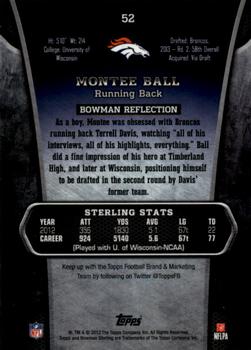 2013 Bowman Sterling #52 Montee Ball Back