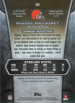 2013 Bowman Sterling #82 Miguel Maysonet Back
