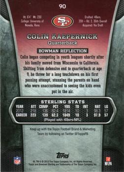 2013 Bowman Sterling #90 Colin Kaepernick Back