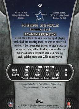 2013 Bowman Sterling #98 Joseph Randle Back