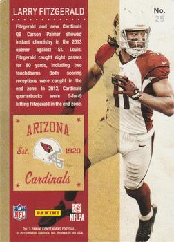2013 Panini Contenders #25 Larry Fitzgerald Back